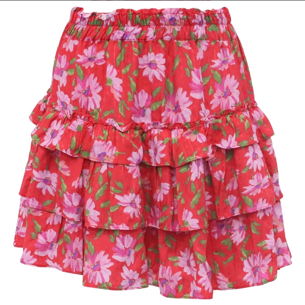 Loveshackfancy Corbett Mini Skirt In Red Viscose